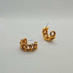 Gold Chain Link Hoop Earrings
